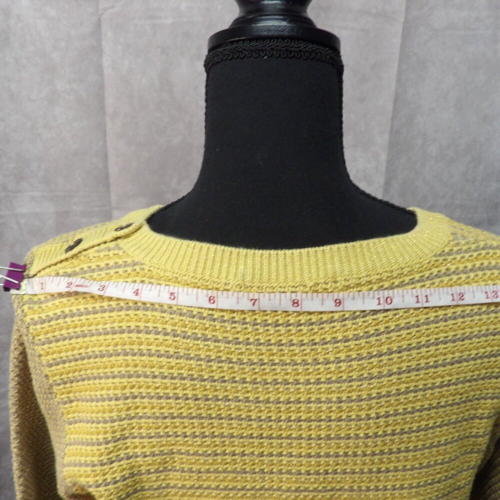 Boden Sweater Womens 12 Yellow Brown Metallic Striped Pullover Knit Cottage Core - Picture 6 of 8